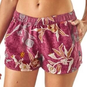 Patagonia Barely Baggies Women's Floral Shorts - Burgundy and White